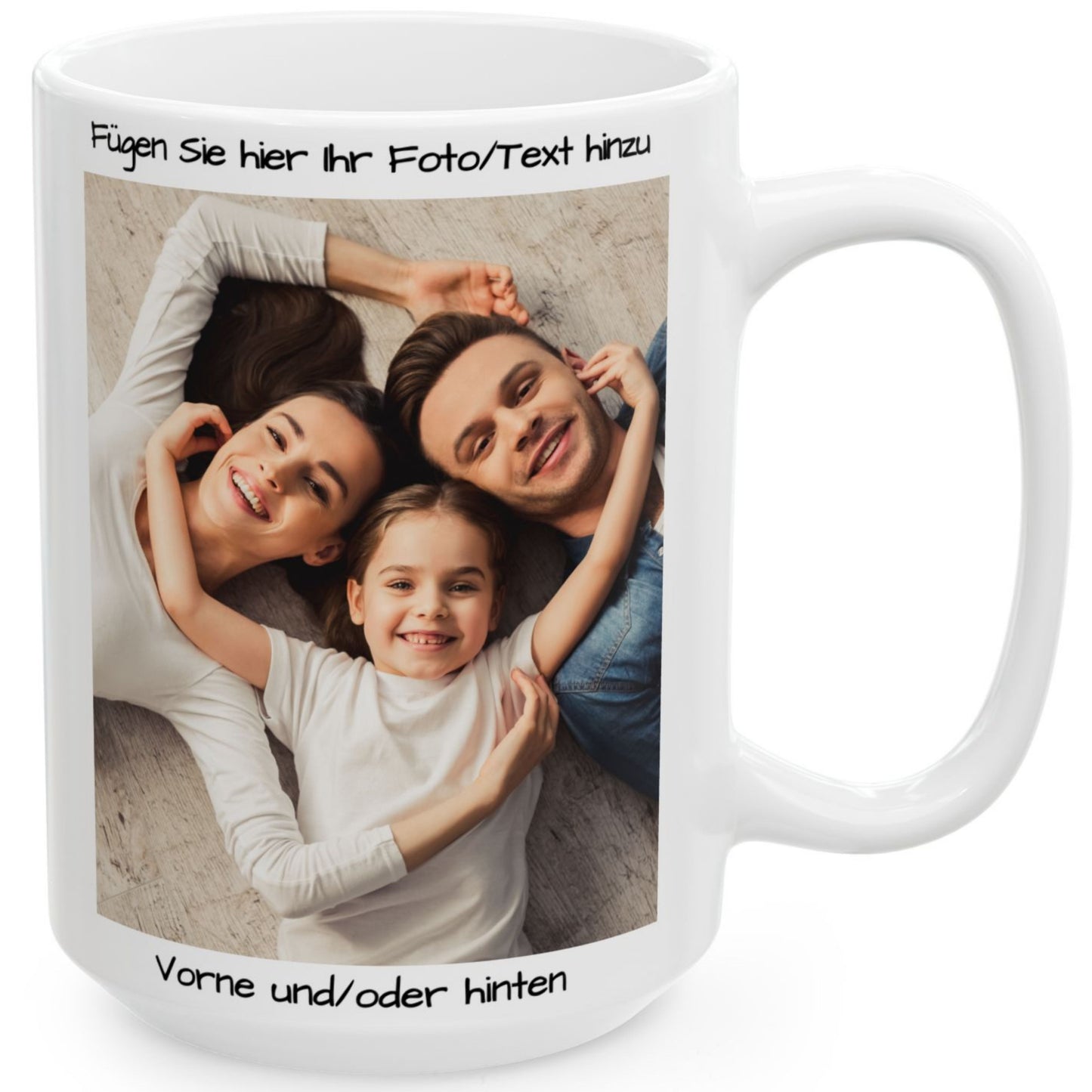 Individuelle Tasse, 425ml reinweißes quadratisches Design Keramik Kaffeetasse, personalisiertes Geschenk mit Foto, Text oder Logo