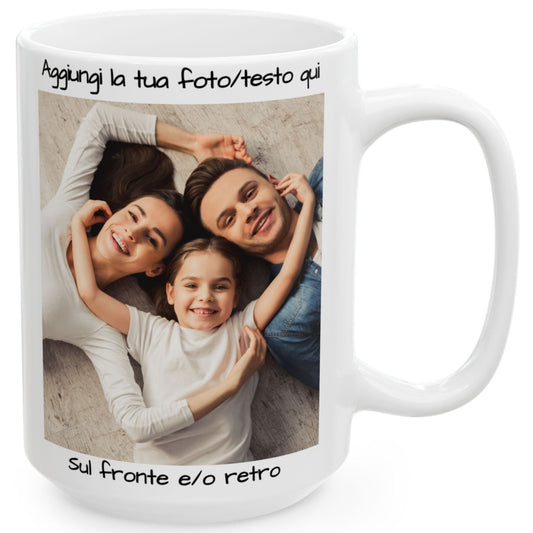 Custom Mug, 15oz All White Square Design Ceramic Coffee Mug, Personalized Gift with Photo, Text or Logo