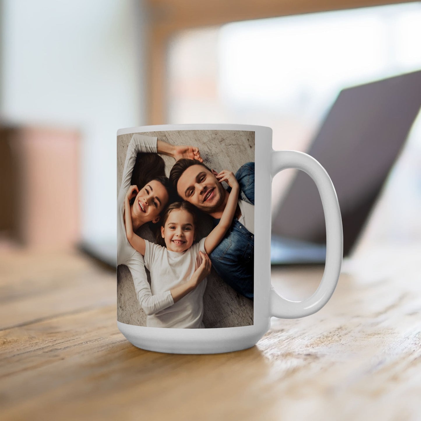 Individuelle Tasse, 425ml reinweißes quadratisches Design Keramik Kaffeetasse, personalisiertes Geschenk mit Foto, Text oder Logo