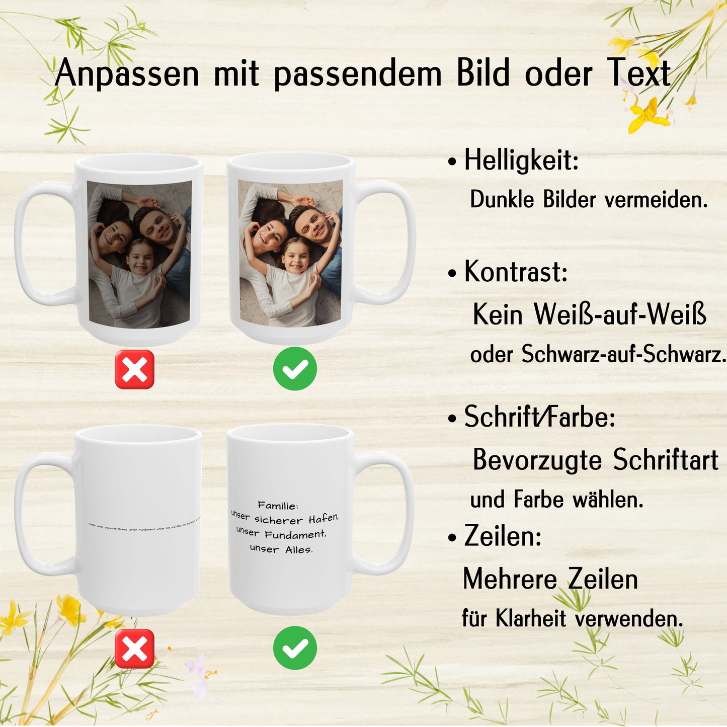 Individuelle Tasse, 425ml reinweißes quadratisches Design Keramik Kaffeetasse, personalisiertes Geschenk mit Foto, Text oder Logo