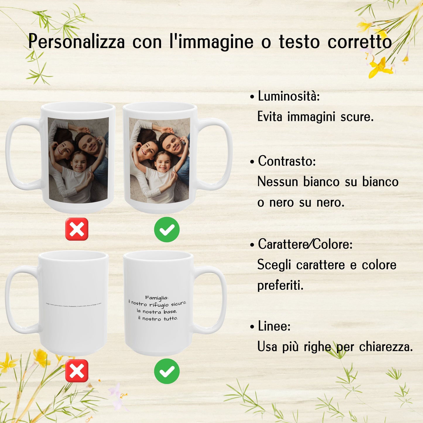 Tazza personalizzata, 425 ml Tutto bianco Design quadrato Tazza da caffè in ceramica, Regalo personalizzato con foto, testo o logo
