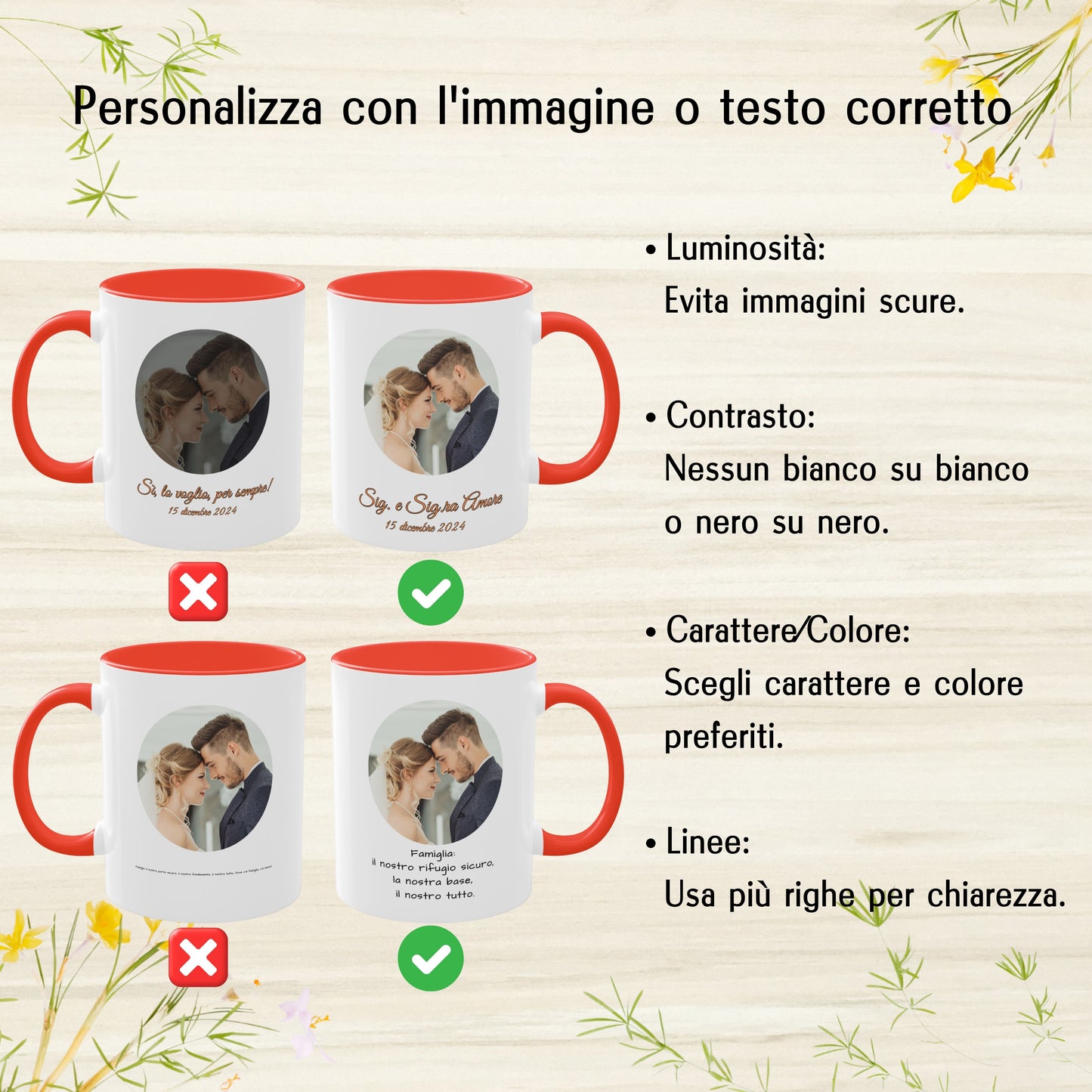 Personalisierte Tasse, 325 ml Weiß/Rot Kreisförmiges Design Keramik-Kaffeetasse, personalisiertes Geschenk mit Foto, Text oder Logo