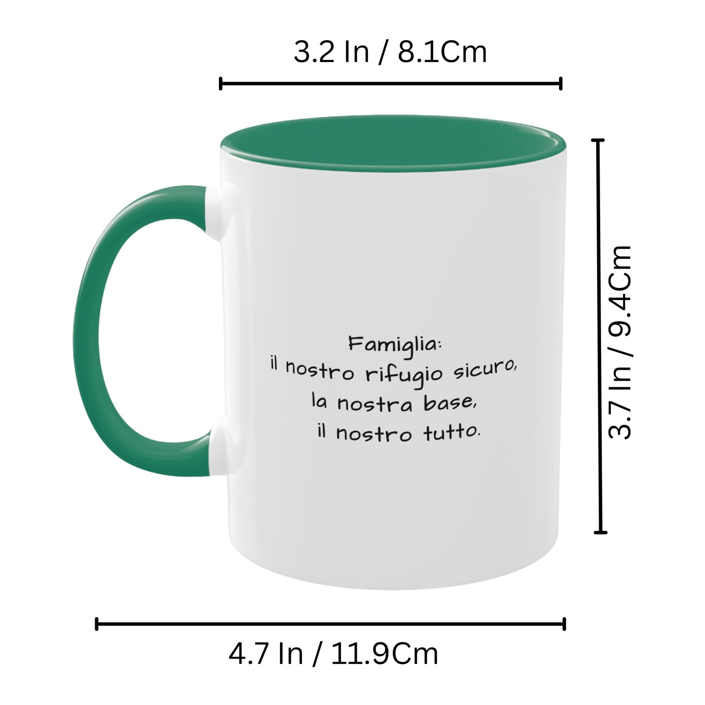 Tazza personalizzata, 325 ml Bianco/verde Design quadrato Tazza da caffè in ceramica, Regalo personalizzato con foto, testo o logo