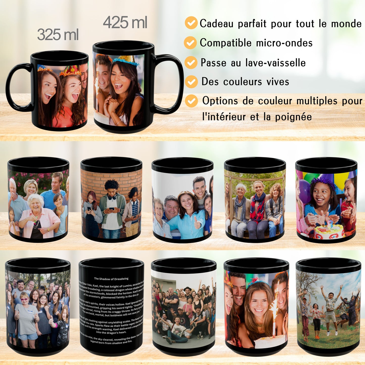 Tasse personalisiert, 325ml Rundum-Design Keramik-Kaffeetasse, personalisiertes Geschenk mit Foto, Text oder Logo