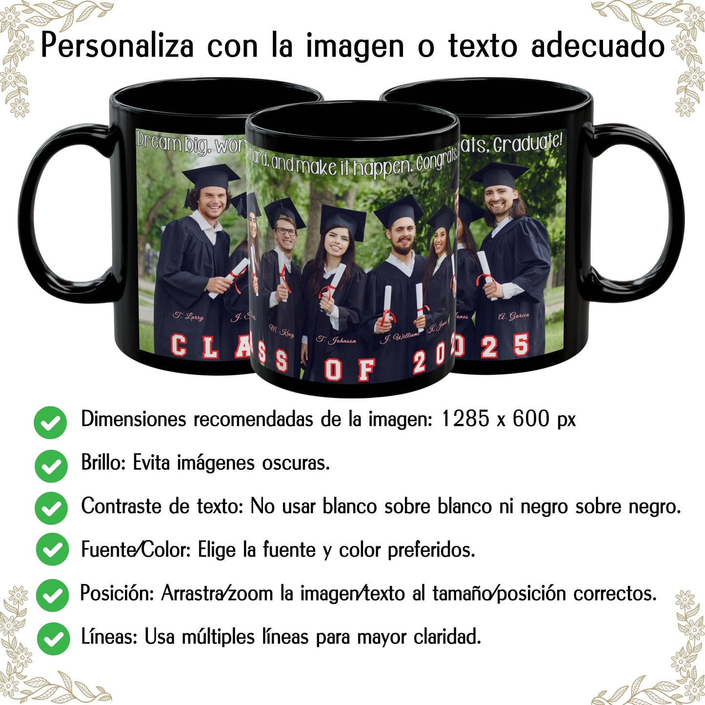 Personalisierte Tasse, 325ml Vollständig schwarz Umlaufendes Design Keramische Kaffeetasse, Personalisiertes Geschenk mit Foto, Text oder Logo