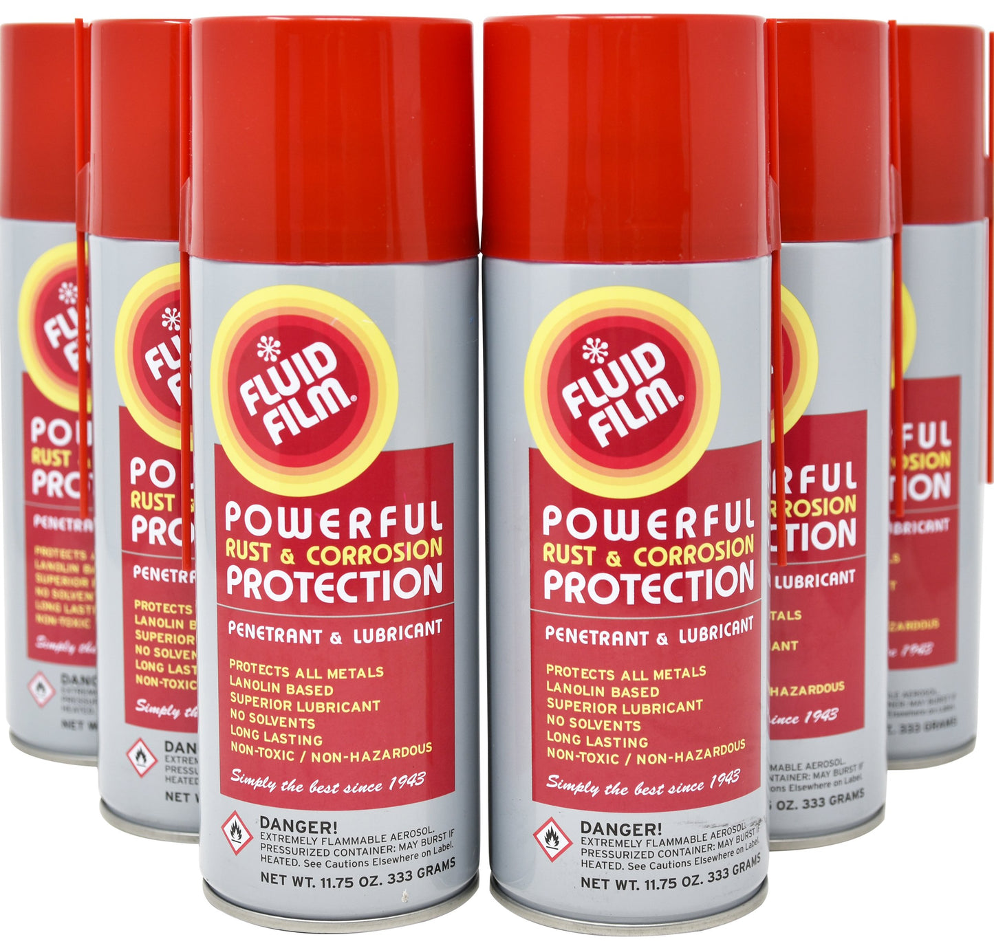 Fluid Film AS11 Rust & Corrosion Protection, Penetrant & Lubricant - 11.75 oz Aerosol Spray (Pack of 6)