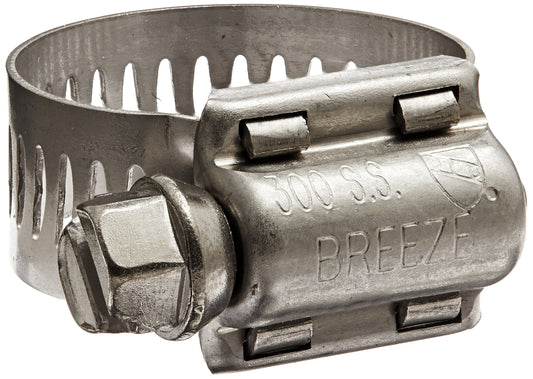 Breeze 63010H Marine Grade Power-Seal Stainless Steel Hose Clamp, Worm-Drive, SAE Size 10, 9/16" to 1-1/16" Diameter Range, 1/2" Band Width (Pack of 10)