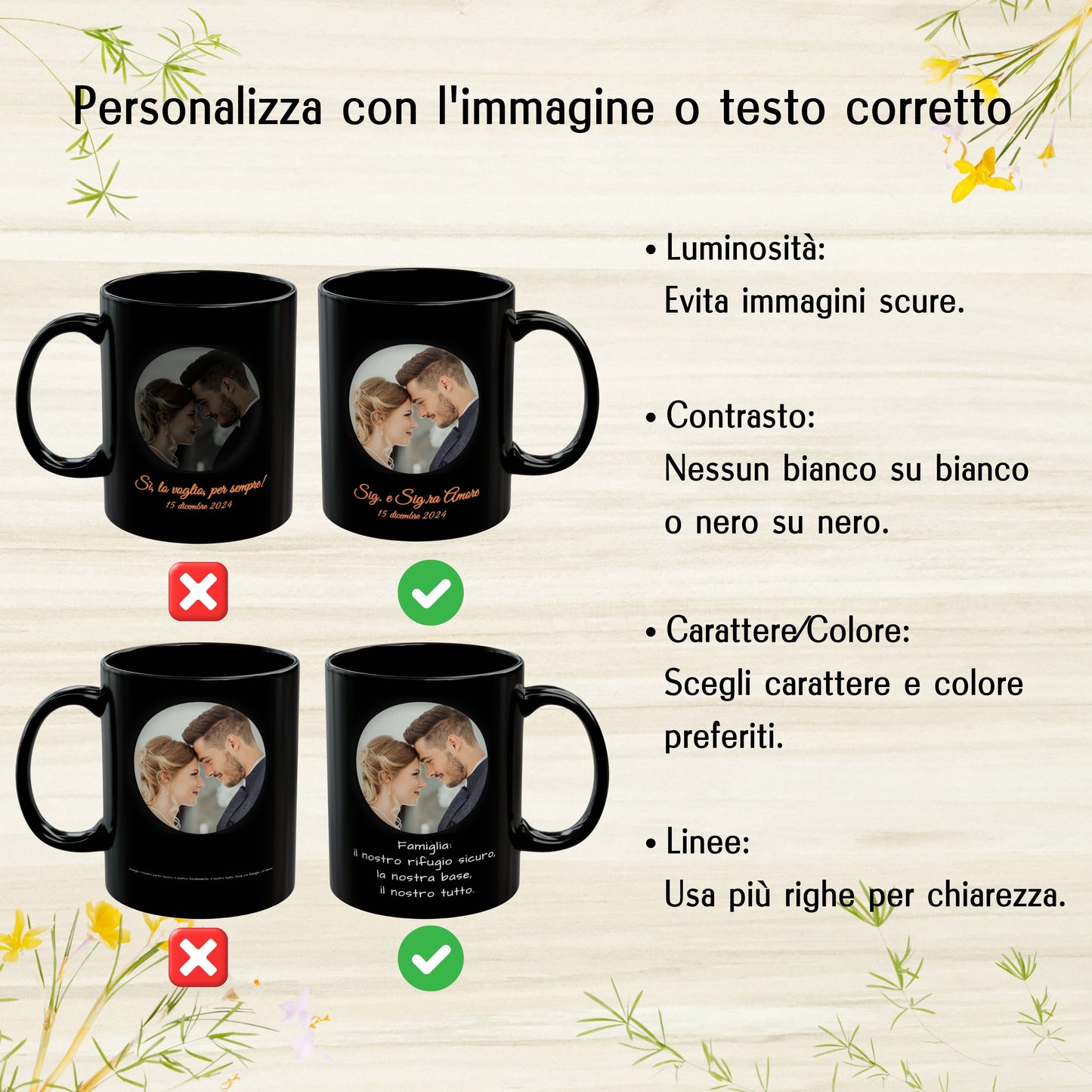 Personalisierte Tasse, 325 ml, komplett schwarz, rundes Design, Keramik-Kaffeetasse, personalisiertes Geschenk mit Foto, Text oder Logo