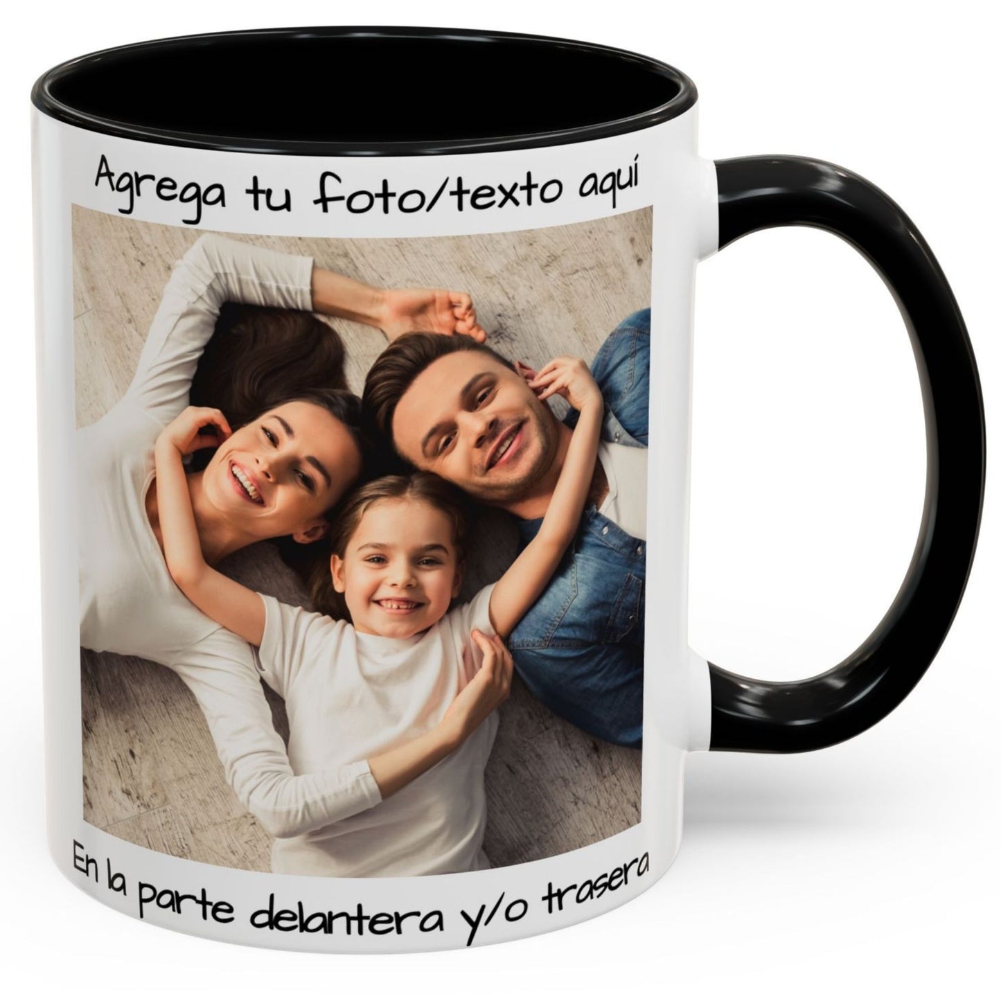 Custom Mug, 11oz White/Black Square Design Ceramic Coffee Mug, Personalized Gift with Photo, Text or Logo