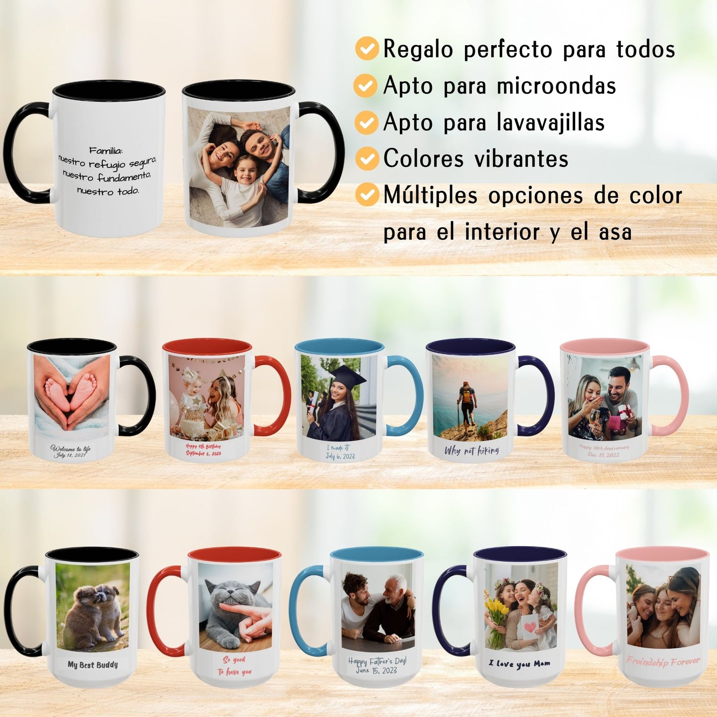 Custom Mug, 11oz White/Black Square Design Ceramic Coffee Mug, Personalized Gift with Photo, Text or Logo