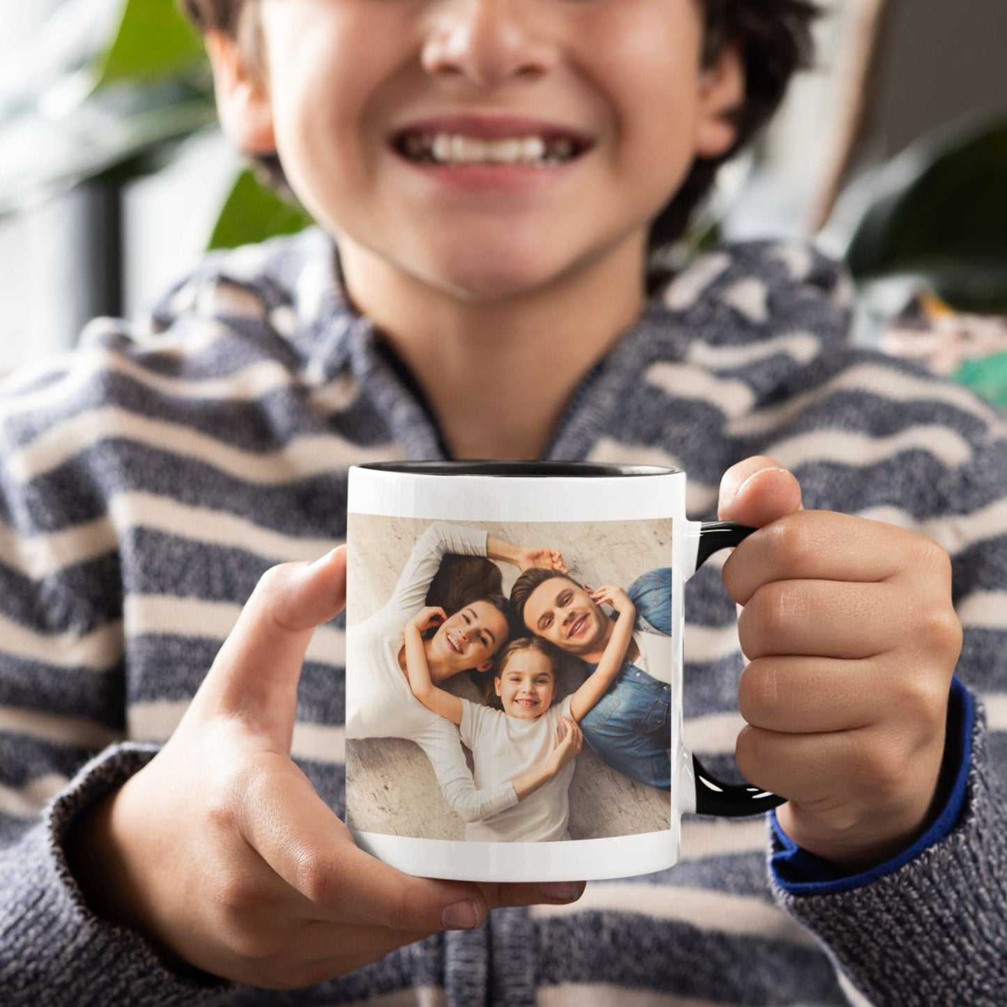 Custom Mug, 11oz White/Black Square Design Ceramic Coffee Mug, Personalized Gift with Photo, Text or Logo