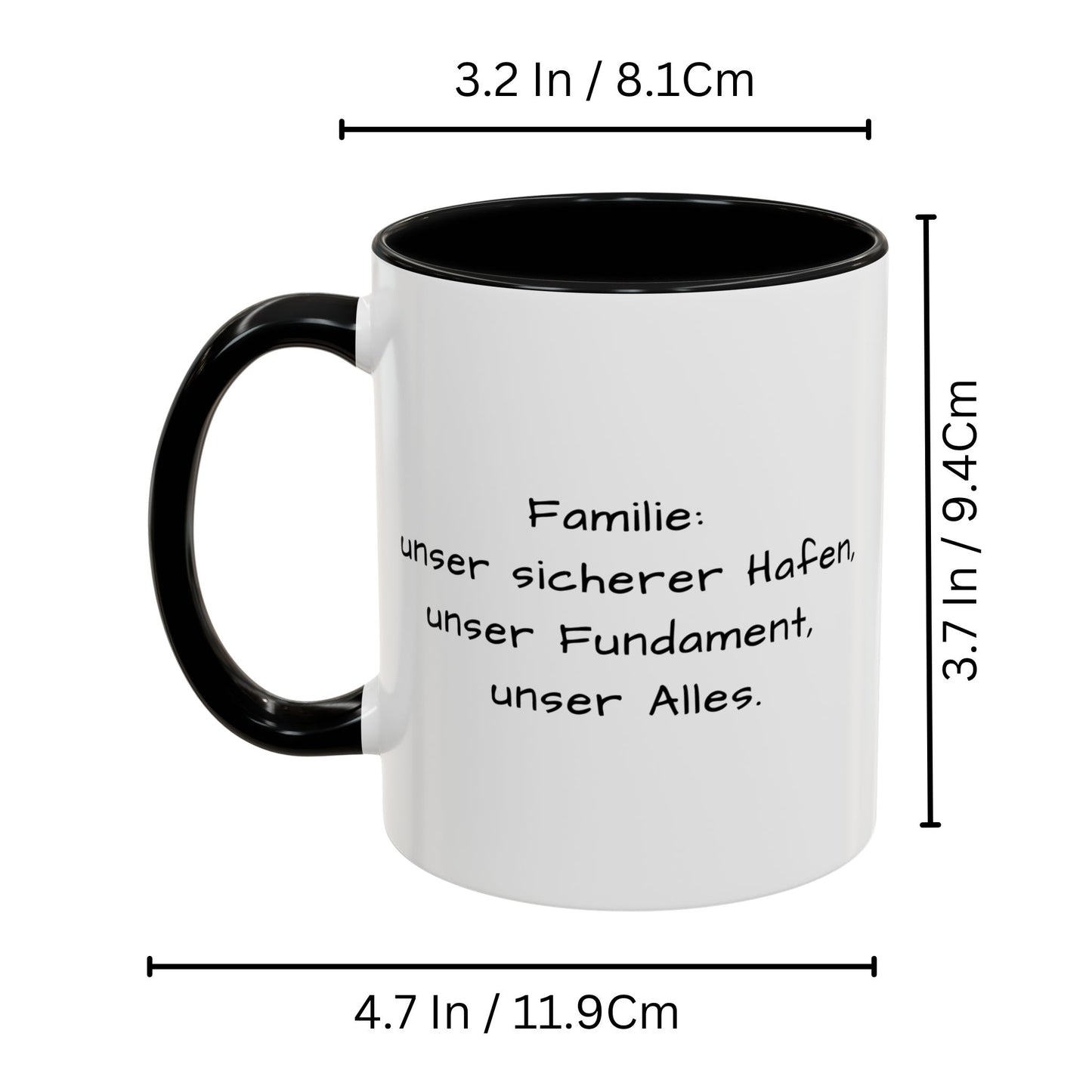 Personalisierte Tasse, 325ml, weiß/schwarz, quadratisches Design, Keramik-Kaffeetasse, personalisiertes Geschenk mit Foto, Text oder Logo