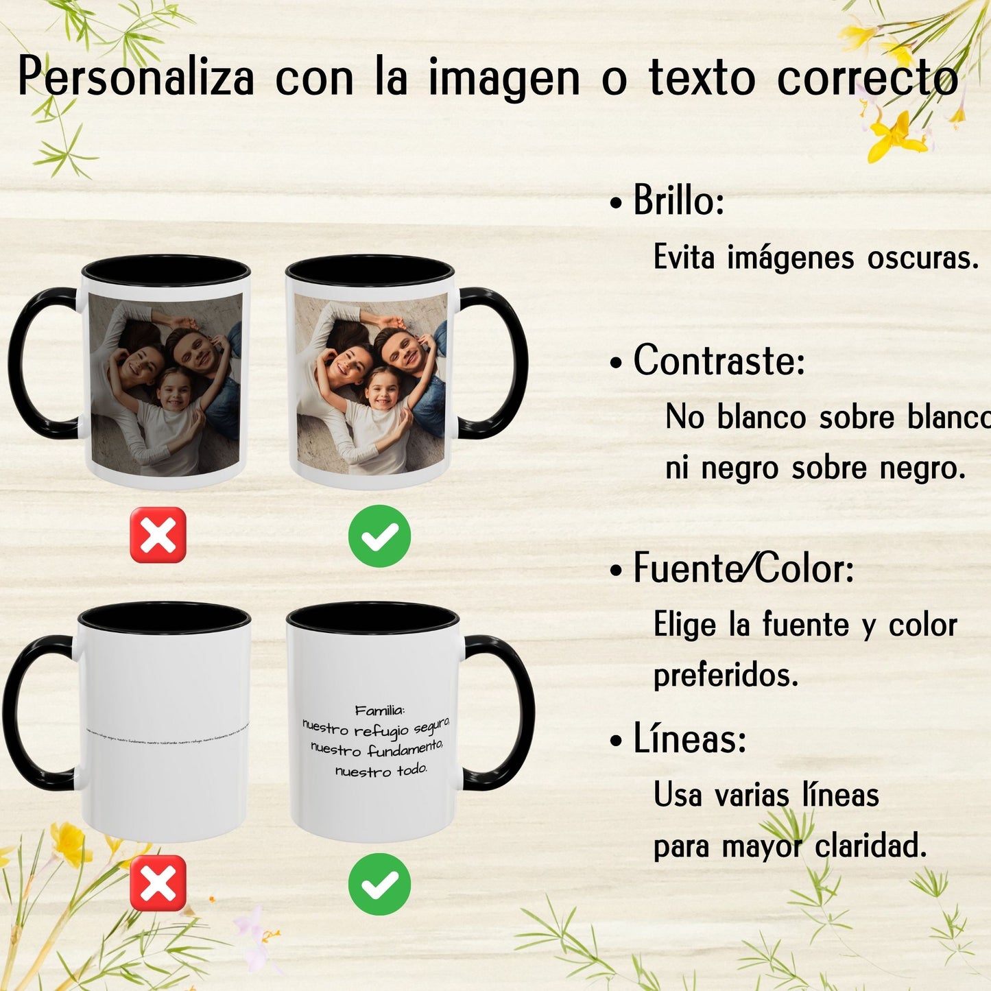 Custom Mug, 11oz White/Black Square Design Ceramic Coffee Mug, Personalized Gift with Photo, Text or Logo