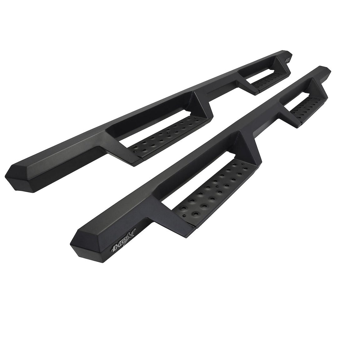 Westin 5613525 Automotive 56-13525 - Nerf Bar; HDX; With Drop Down Steps; 3 Inch Square Straight; Powder Coated; Black; Mild Steel; With Welded End Caps; Rocker Panel Mount