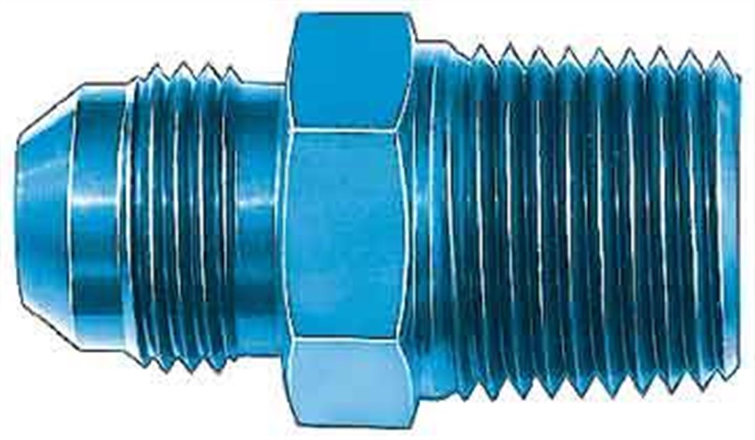 Aeroquip FCM2001 Adapter Fitting; -4 AN Male To 1/8 Inch Pipe Thread; Anodized; Blue; Aluminum