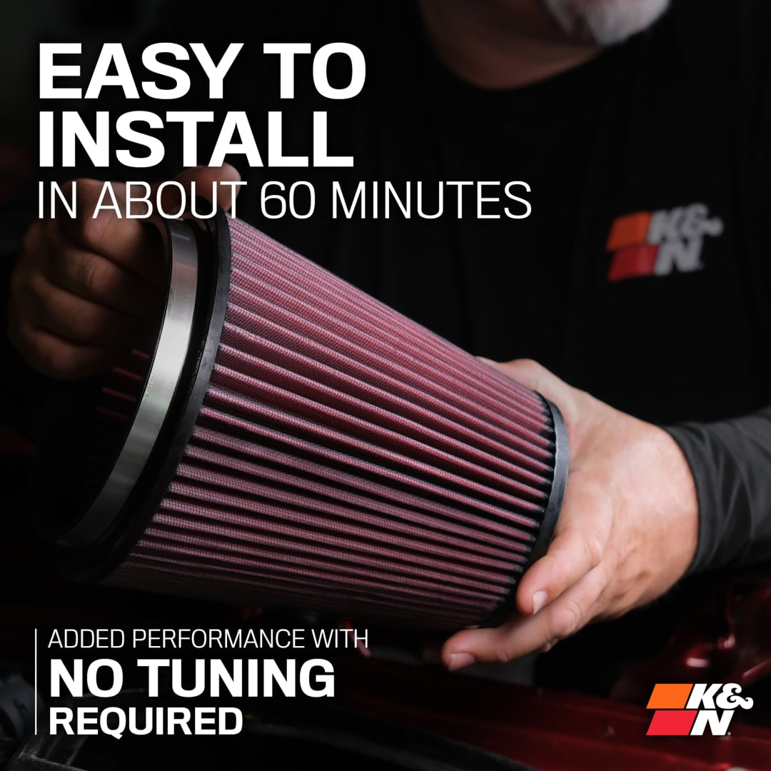 K&N 632565 K & N Filters 63-2565 - Cold Air Intake; 63 Series AirCharger ®; Black Polyethylene Tube; Red Filter; With Heat Shield