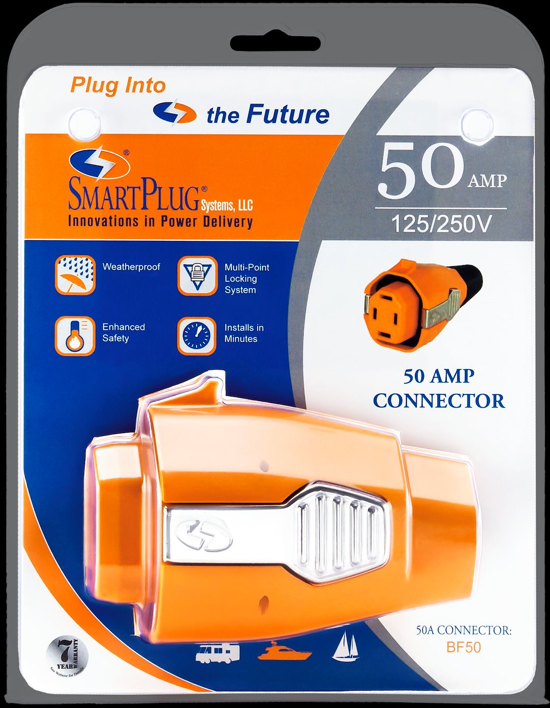 SmartPlug BF50 Systems  - Power Cord Plug End; For Connecting 50 Amp RV Power Cords; Female End; Multi Point Locking System; Weather Resistant/ Weatherproof