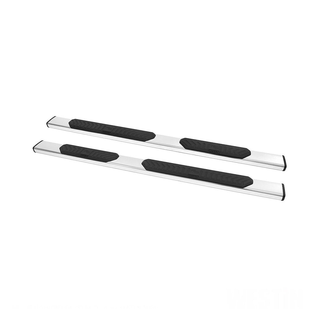 Westin 2851040 Automotive 28-51040 - Nerf Bar; R5 Series; With Step Pads; 5 Inch Oval Straight; Polished; Stainless Steel; With Black End Caps; Rocker Panel Mount; With 2-1/2 Inch To 3 Inch Drop (Depending On The Applications)
