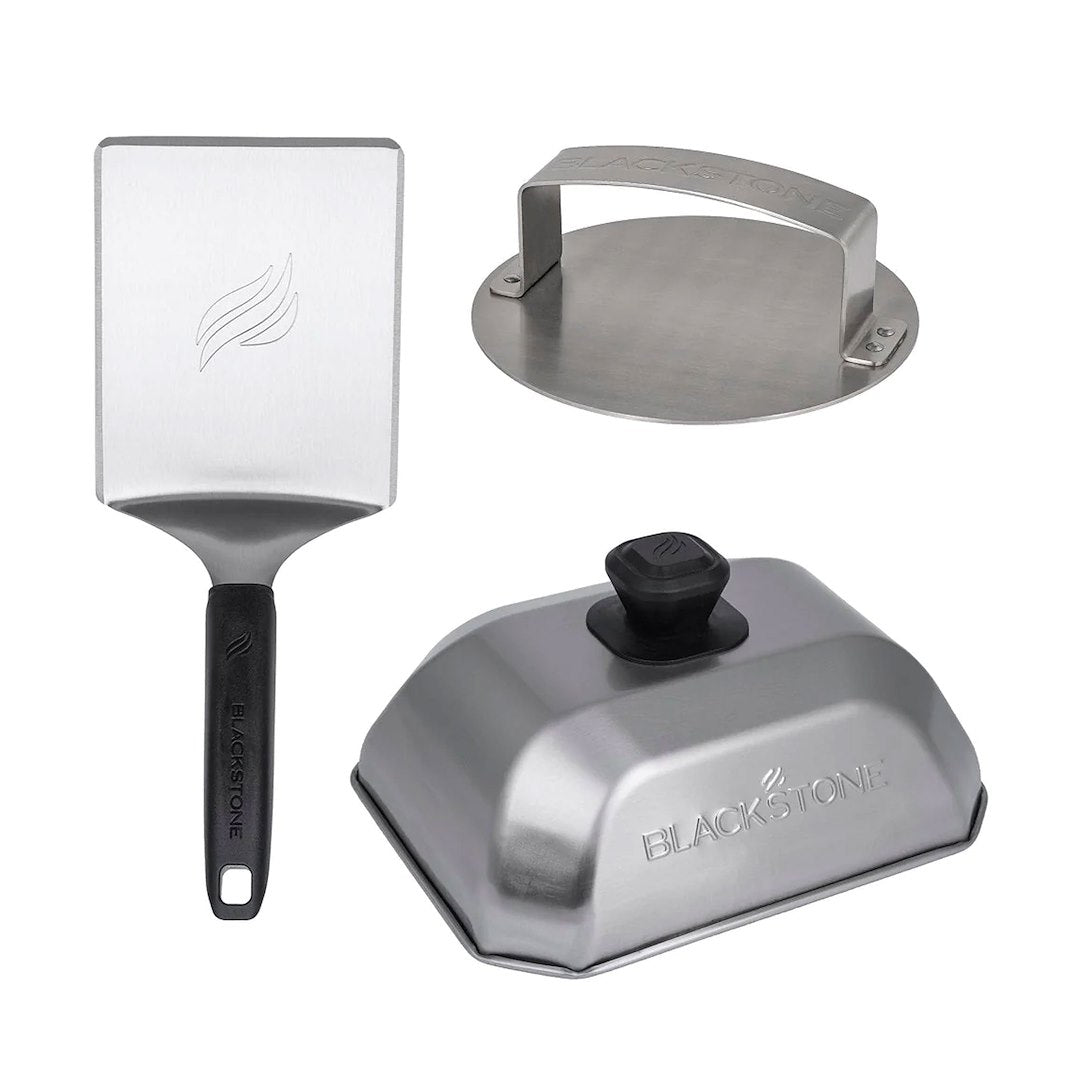 BLACKSTONE 5462 Burger Press; Used To Make Round Meat Patties; Hand Press; Single Patty Press; Dishwasher Safe; With Hamburger Spatula And Basting Dome