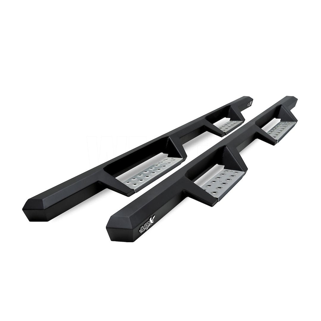 Westin 56141952 Automotive 56-141952 - Nerf Bar; HDX; With Drop Down Steps; 3 Inch Hexagonal Straight; Textured Powder Coated With Stainless Steel Steps; Black; Steel; Rocker Panel Mount