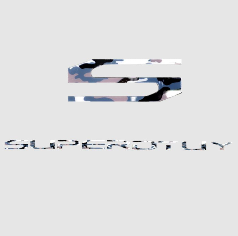 Recon 264381WC Accessories  - Emblem; Super Duty Letters; Hood/ Tailgate/ Interior; White Camouflage; Matte; Acrylic; 3-Piece Kit