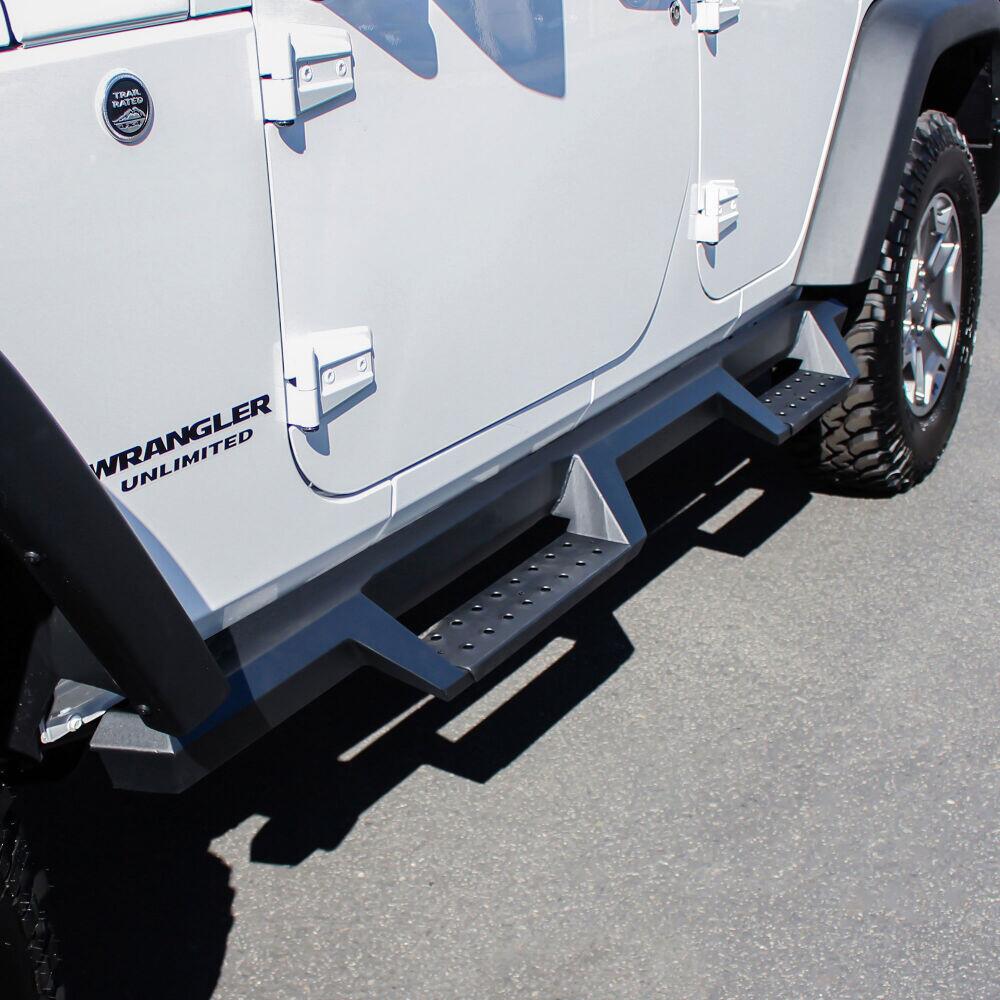 Westin 5613295 Automotive 56-13295 - Nerf Bar; HDX; With Drop Down Steps; 3 Inch Square Straight; Powder Coated; Black; Mild Steel; With Welded End Caps; Rocker Panel Mount