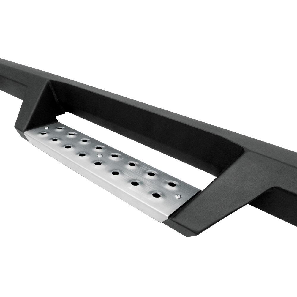 Westin 56140552 Automotive 56-140552 - Nerf Bar; HDX; With Drop Down Steps; 3 Inch Square Straight; Powder Coated; Black; Stainless Steel; With Welded End Caps; Rocker Panel Mount; With Polished Diamond Plate Step Pads On Drop Down Steps