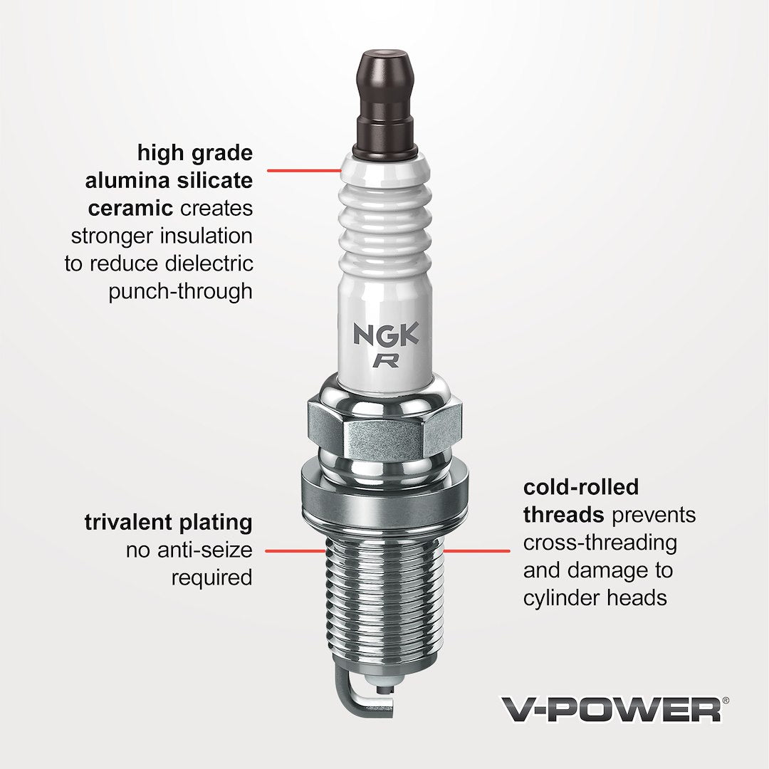 NGK 1273 Spark Plugs  - Spark Plug; V-Power Spark Plug; BCPR5E-11; OE Replacement; Single