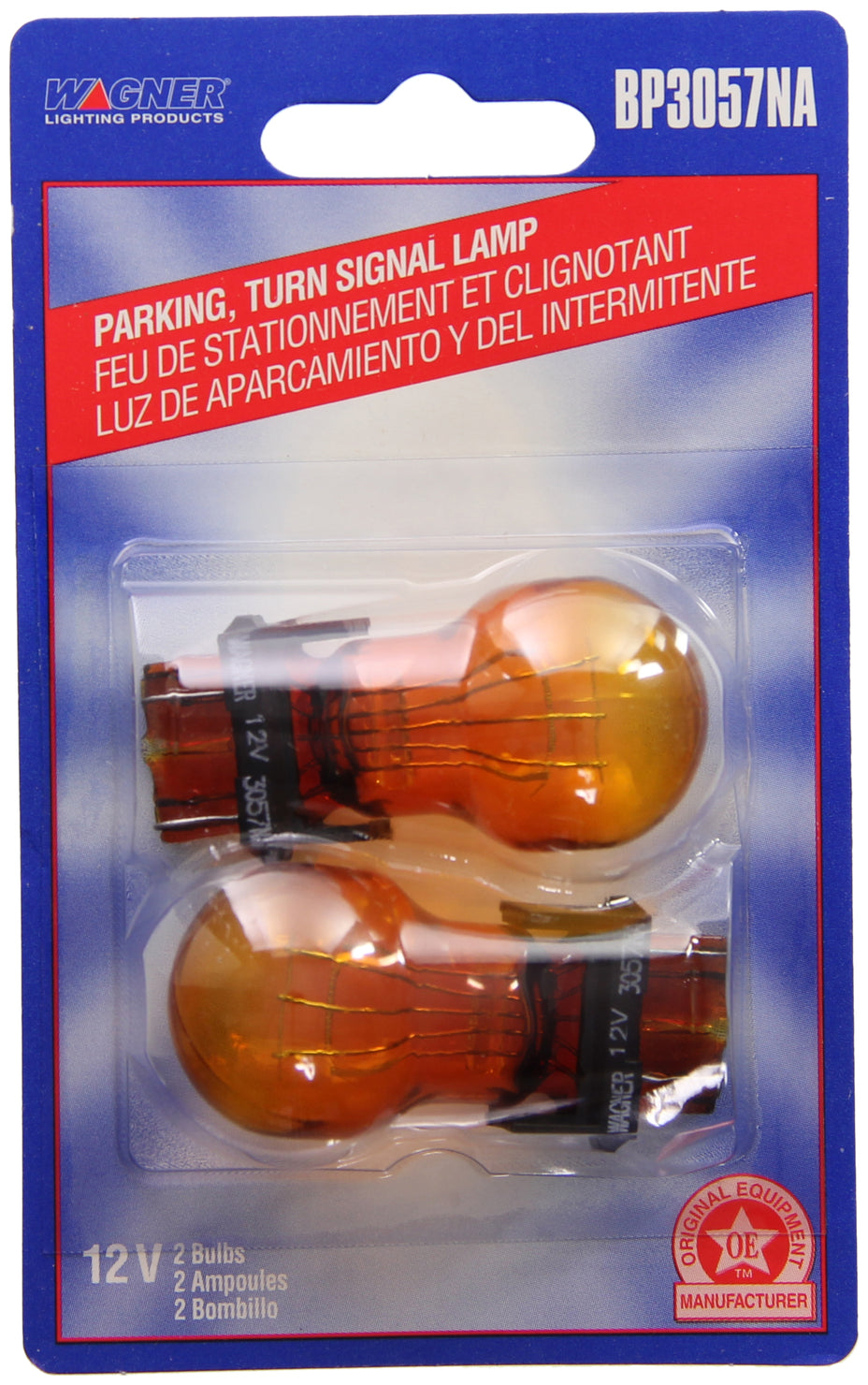 Wagner BP3057 Lighting NA - Turn Signal Light Bulb; Standard Series; OE Replacement; 3057; Natural Amber; Set Of 2; Blister Pack