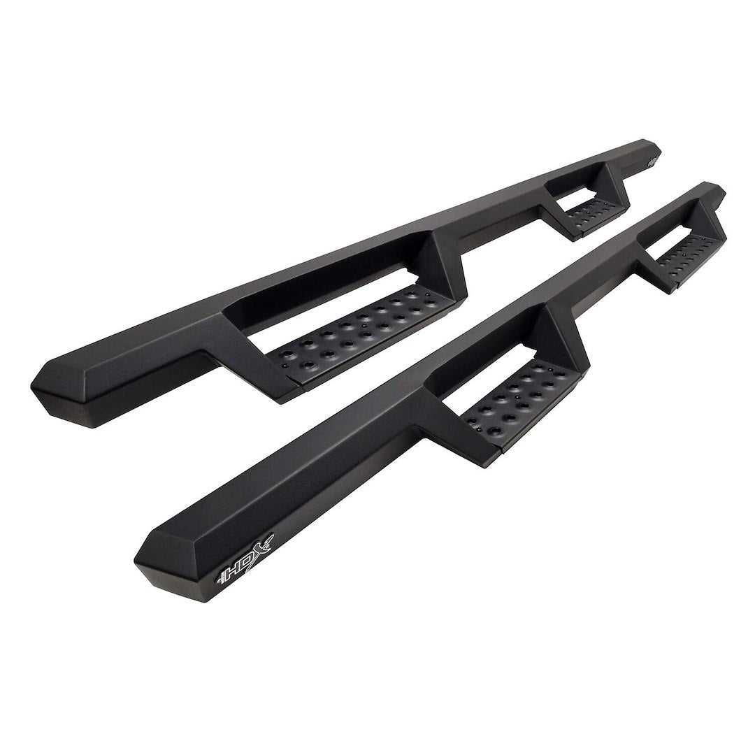 Westin 5612785 Automotive 56-12785 - Nerf Bar; HDX; With Drop Down Steps; Hexagonal Straight; Powder Coated; Textured Black; Steel; With Welded End Caps; Rocker Panel Mount