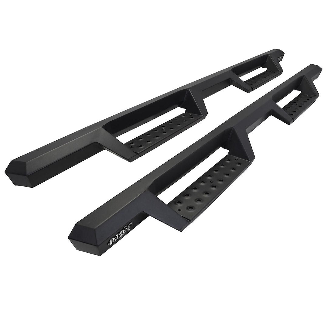 Westin 5614225 Automotive 56-14225 - Nerf Bar; HDX; With Drop Down Steps; 3 Inch Square Straight; Textured Powder Coat; Black; Steel; With Welded End Caps; Rocker Panel Mount