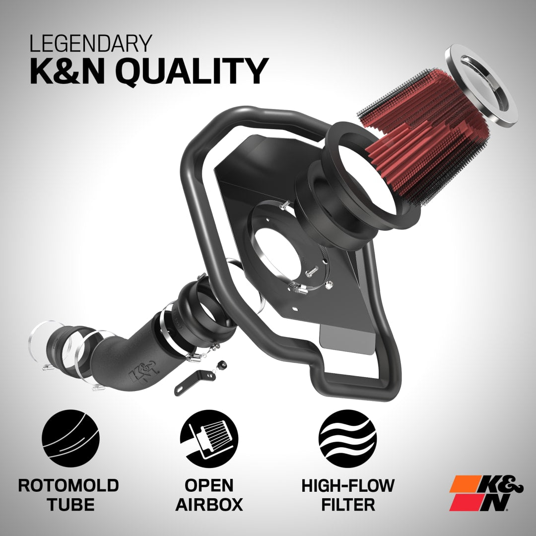 K&N 632565 K & N Filters 63-2565 - Cold Air Intake; 63 Series AirCharger ®; Black Polyethylene Tube; Red Filter; With Heat Shield