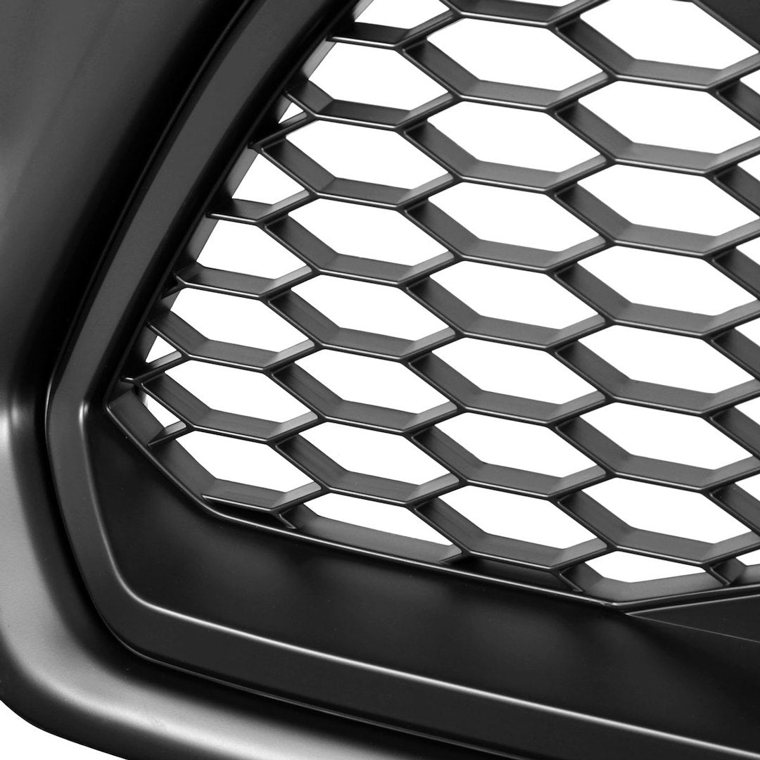 SPEC-D TUNING C12BBLEDKH HG-TAC12BB-LED-KH - Grille; Honeycomb Style; With Light Cutout; Matte Black; ABS Plastic; With 3 Amber LED Lights; Emblem Not Included; Includes Wiring Harness