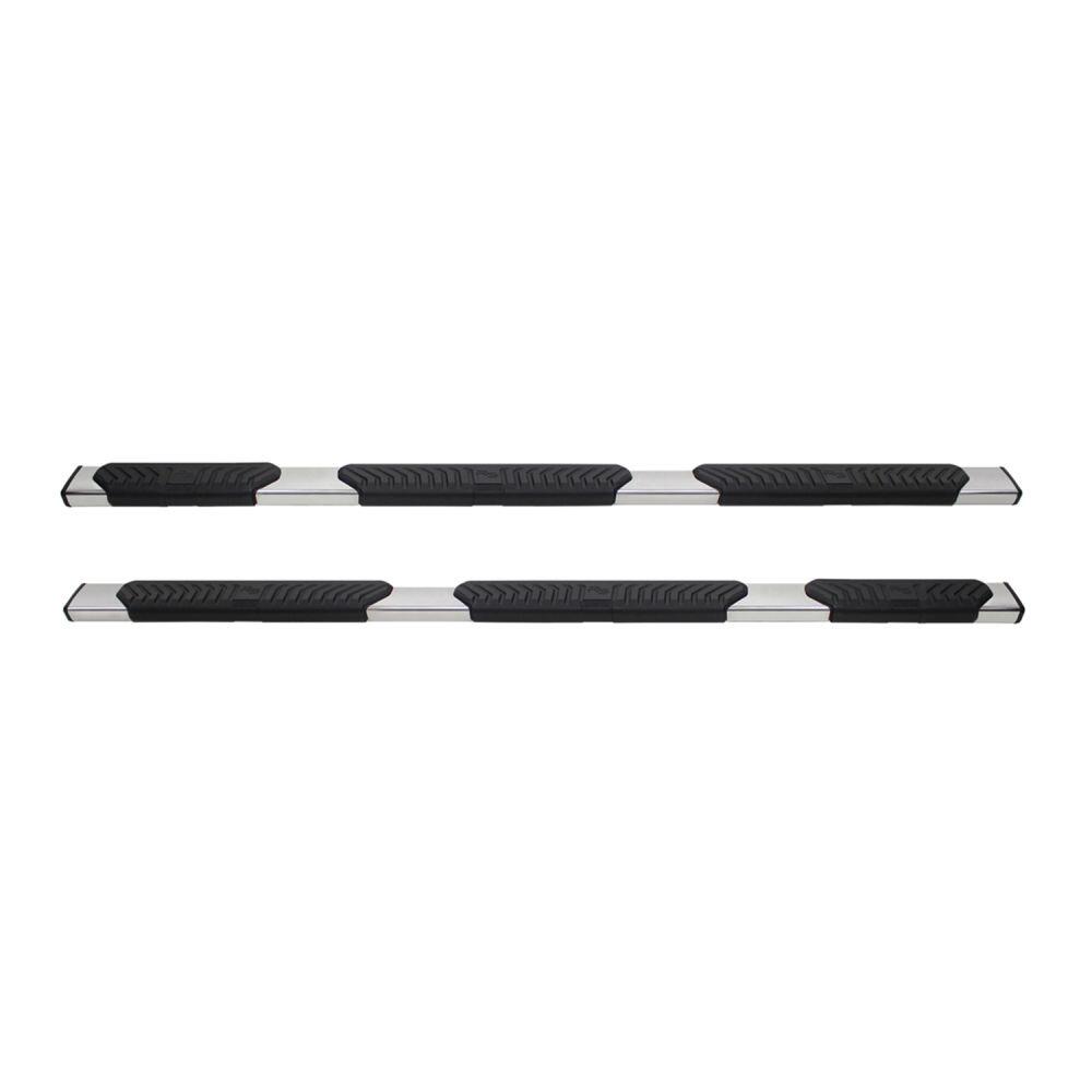 Westin 28534680 Automotive 28-534680 - Nerf Bar - Truck Wheel To Wheel; R5 Modular Series; With Step Pads; With Bed Step; 5 Inch Oval Straight; Polished; Stainless Steel; With Black End Caps; Rocker Panel Mount