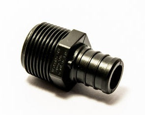 Ecopoly 29848 Elkhart Supply  - Fresh Water Fitting; ; Adapter; 3/4 Inch Hose Barb x 3/4 Inch Male Pipe Thread; Straight; Black; Polymer; Single; With Barcoded