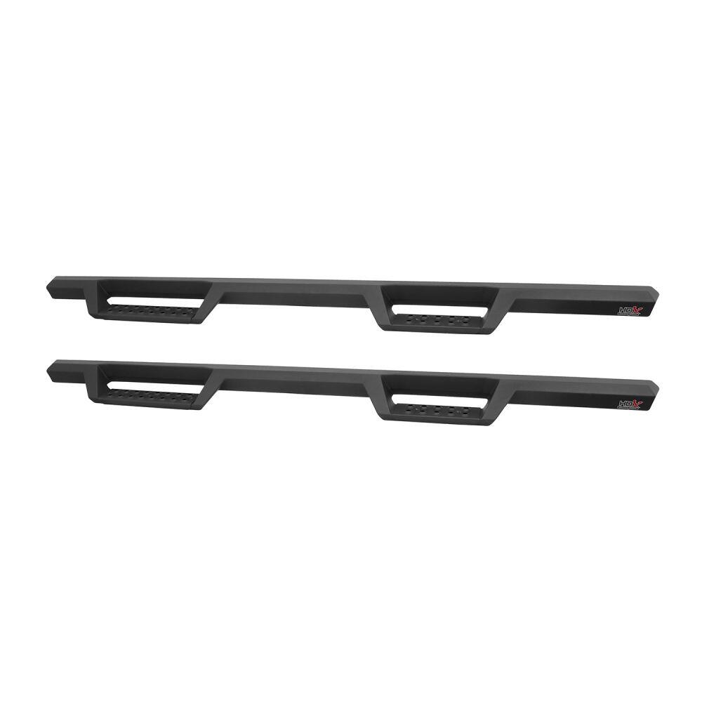 Westin 5613935 Automotive 56-13935 - Nerf Bar; HDX; With Drop Down Steps; 3 Inch Square Straight; Powder Coated; Black; Mild Steel; With Welded End Caps; Rocker Panel Mount