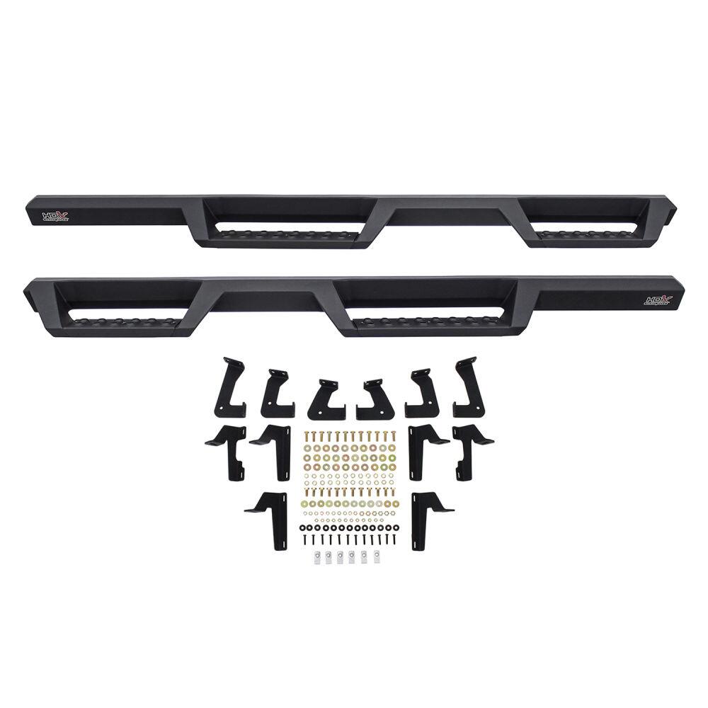 Westin 5613295 Automotive 56-13295 - Nerf Bar; HDX; With Drop Down Steps; 3 Inch Square Straight; Powder Coated; Black; Mild Steel; With Welded End Caps; Rocker Panel Mount