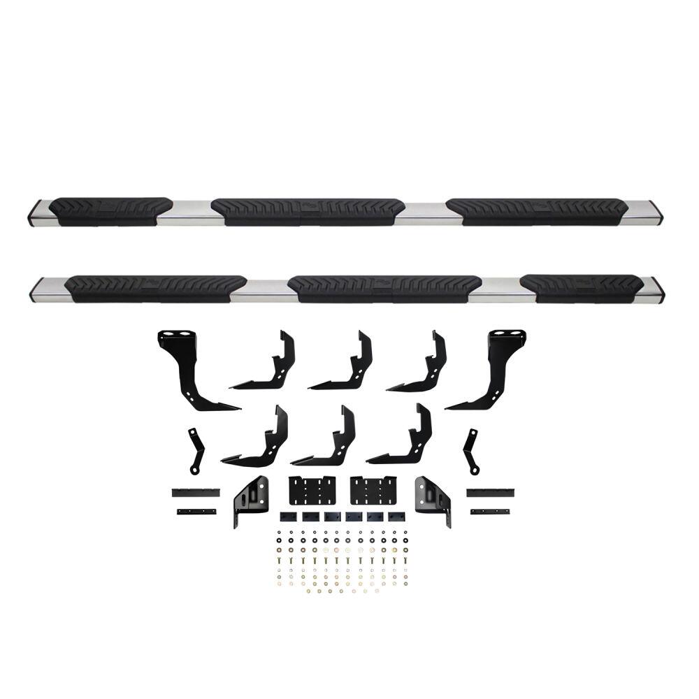 Westin 28534680 Automotive 28-534680 - Nerf Bar - Truck Wheel To Wheel; R5 Modular Series; With Step Pads; With Bed Step; 5 Inch Oval Straight; Polished; Stainless Steel; With Black End Caps; Rocker Panel Mount