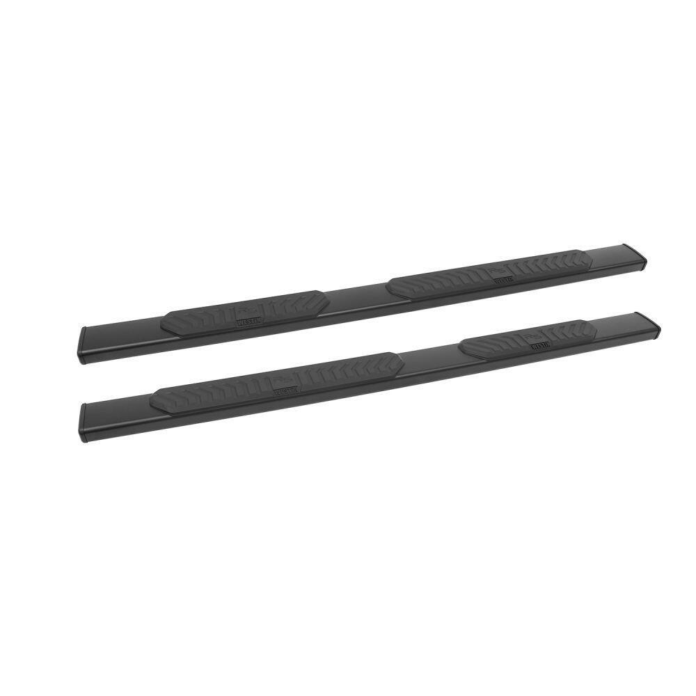 Westin 2851175 Automotive 28-51175 - Nerf Bar; R5 Series; With Step Pads; 5 Inch Oval Straight; Powder Coated; Black; Aluminum; With Black End Caps; Rocker Panel Mount; With 2-1/2 Inch To 3 Inch Drop (Depending On The Applications)
