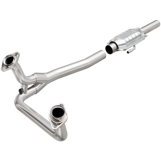MagnaFlow Exhaust Products 93307 Magnaflow 48 State Converter  - Catalytic Converter; Standard Series; Stainless Steel; Dual Bolt-On Inlet; Single Clamp-On Outlet; 52 Inch Overall Length; Not For Sale Or Use In The State Of California
