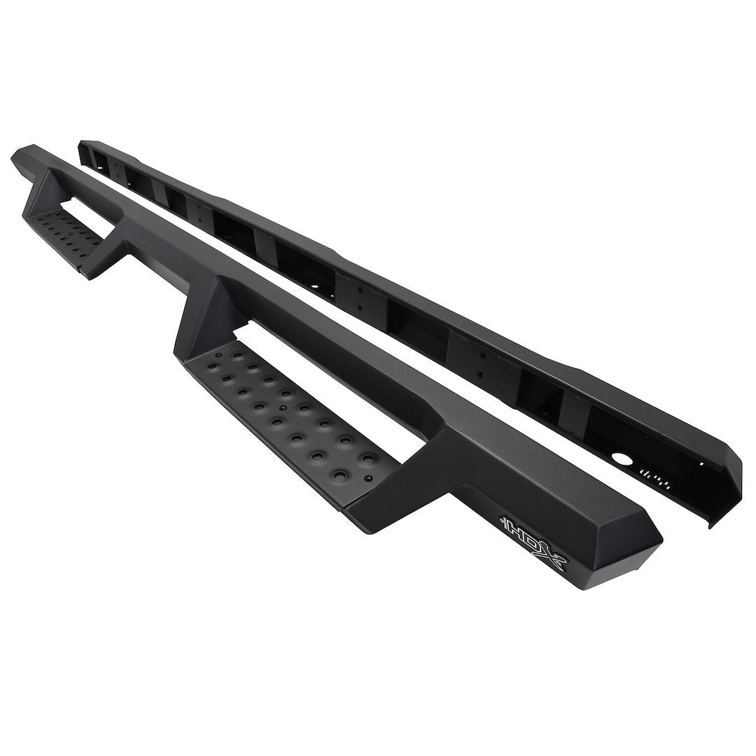 Westin 5613525 Automotive 56-13525 - Nerf Bar; HDX; With Drop Down Steps; 3 Inch Square Straight; Powder Coated; Black; Mild Steel; With Welded End Caps; Rocker Panel Mount