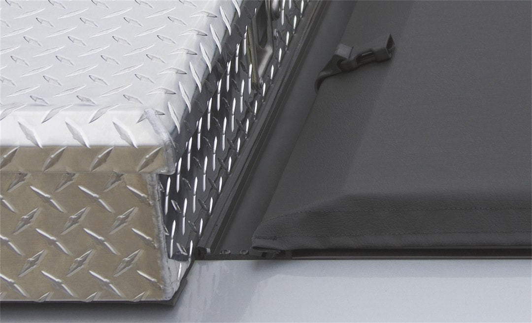Access 61379 Covers  - Tonneau Cover; Toolbox ®; Soft Roll-Up Hook And Loop; Low Profile; Black; Vinyl; Lockable Using Tailgate Handle Lock; Use With 19 To 21 Inch Length Over The Rail Tool Box