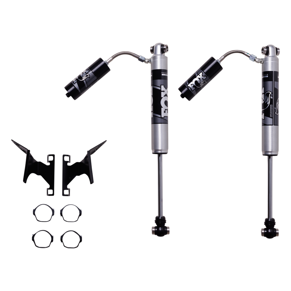 FOX Factory 88524270 Fox Shocks 885-24-270 - Shock Absorber; 2.0 Performance Series; Hydraulic/ Nitrogen Gas Charged; With External Reservoir; Limited One Year Warranty; Without Shock Absorber Boots; Silver/ Black; Set Of 2; With Reservoir Clamps
