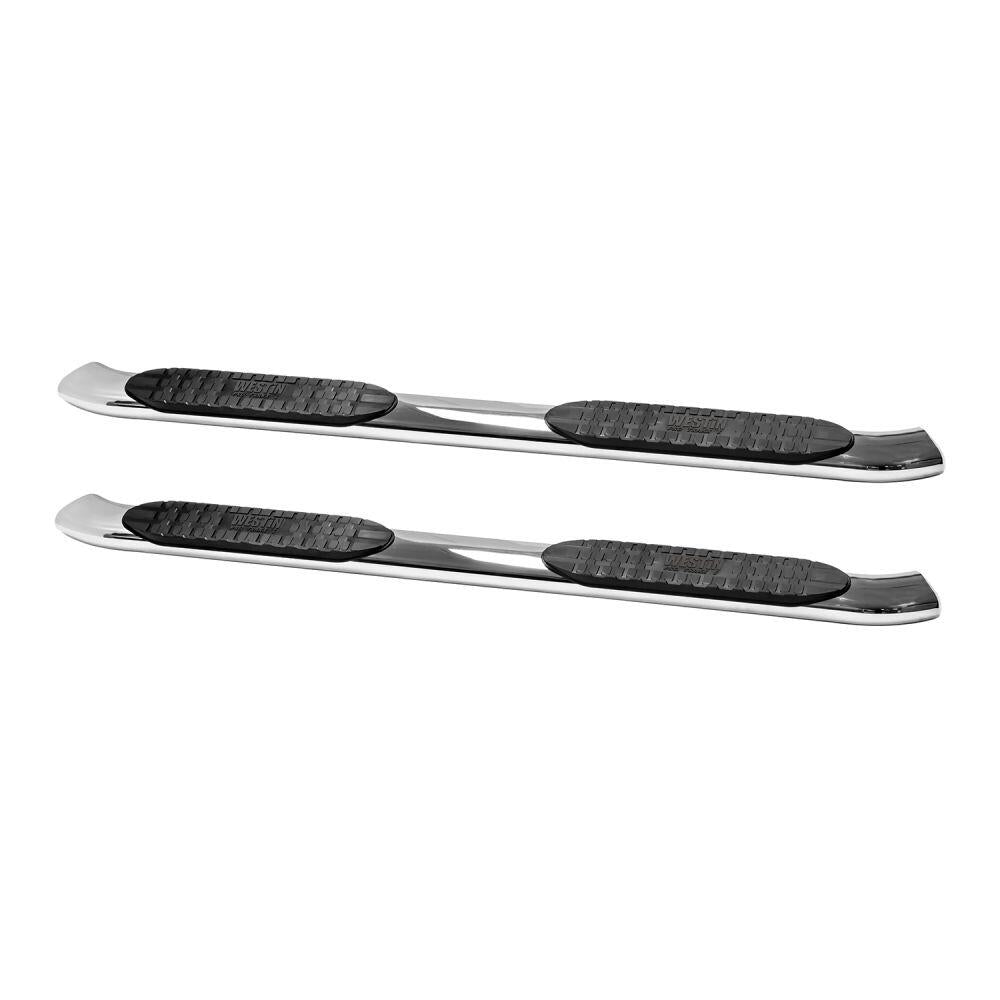 Westin 2153580 Automotive 21-53580 - Nerf Bar; PRO TRAXX®; With Step Pads; 5 Inch Oval Bent; Polished; Stainless Steel; With Welded End Caps; Rocker Panel Mount