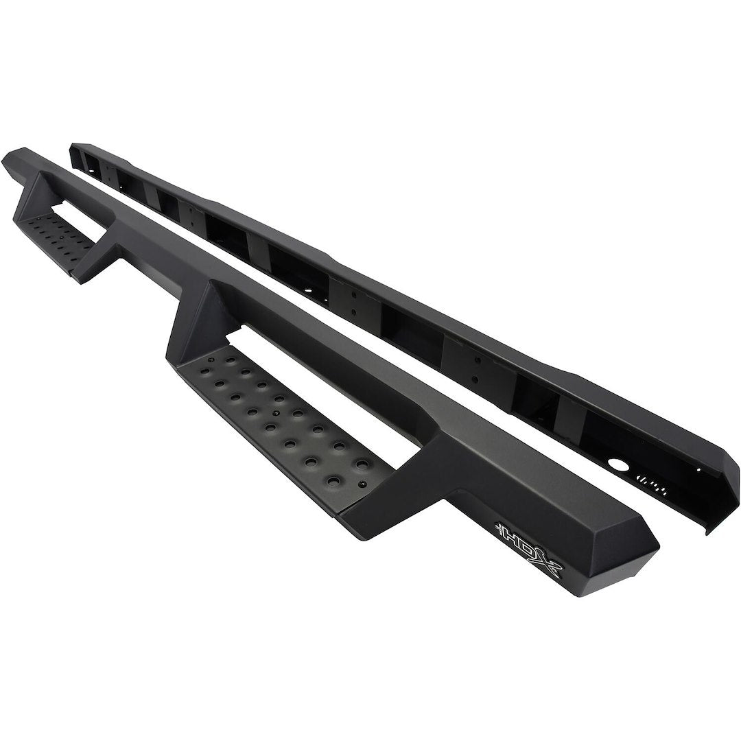 Westin 5611335 Automotive 56-11335 - Nerf Bar; HDX; With Drop Down Steps; 3 Inch Square Straight; Powder Coated; Black; Mild Steel; With Welded End Caps; Rocker Panel Mount