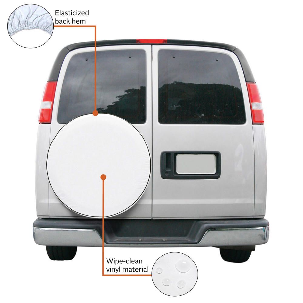 Classic Accessories 75170 Spare Tire Cover; Fits 31 Inch To 31-3/4 Inch Diameter Tires; Plain; Snow White; Vinyl; Water Proof/ UV And Mildew Resistant; Custom Fit; With Elasticized Back Hem