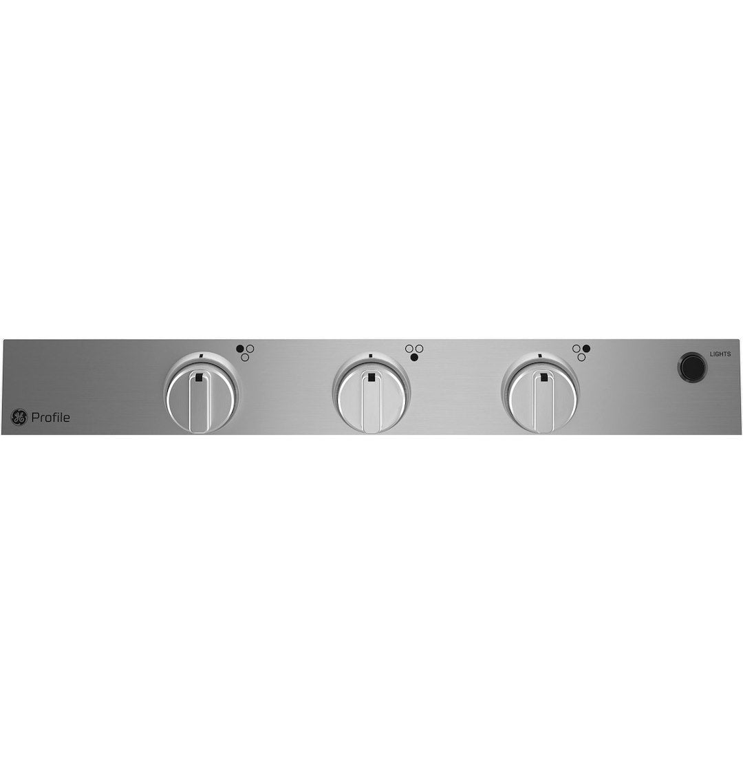 Profile PLU621RTSS GE Appliances  - Stove; GE ™; Cooktop; Black/ Gray; 21.53 Inch Width x 4.03 Inch Height x 21 Inch Depth; Electronic Ignition; 8000 BTU Front Burner/ Two 6500 BTU Rear Burners; 3 Burner; With Removable Grates For Quick Cleaning