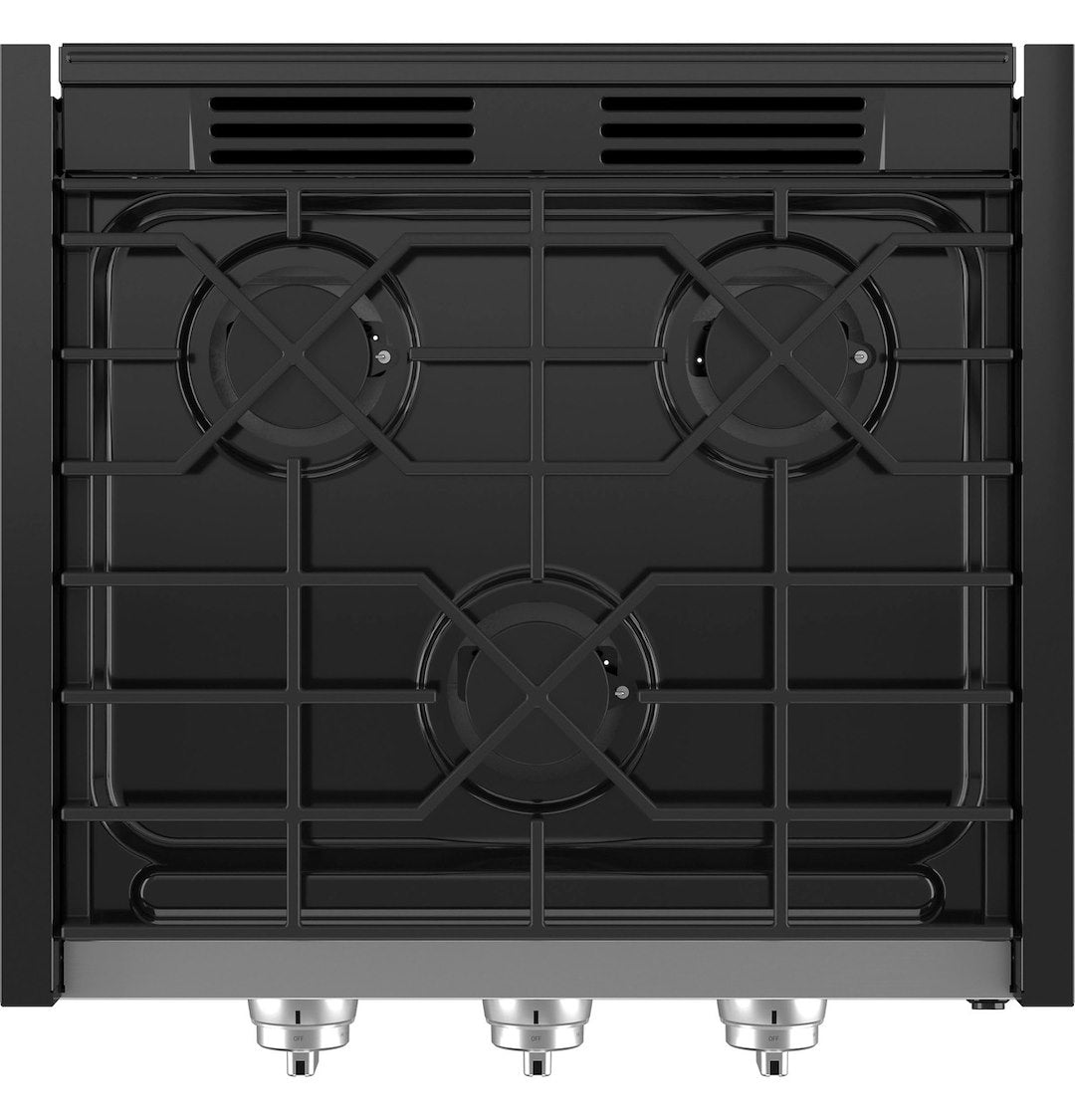 Profile PLU621RTSS GE Appliances  - Stove; GE ™; Cooktop; Black/ Gray; 21.53 Inch Width x 4.03 Inch Height x 21 Inch Depth; Electronic Ignition; 8000 BTU Front Burner/ Two 6500 BTU Rear Burners; 3 Burner; With Removable Grates For Quick Cleaning