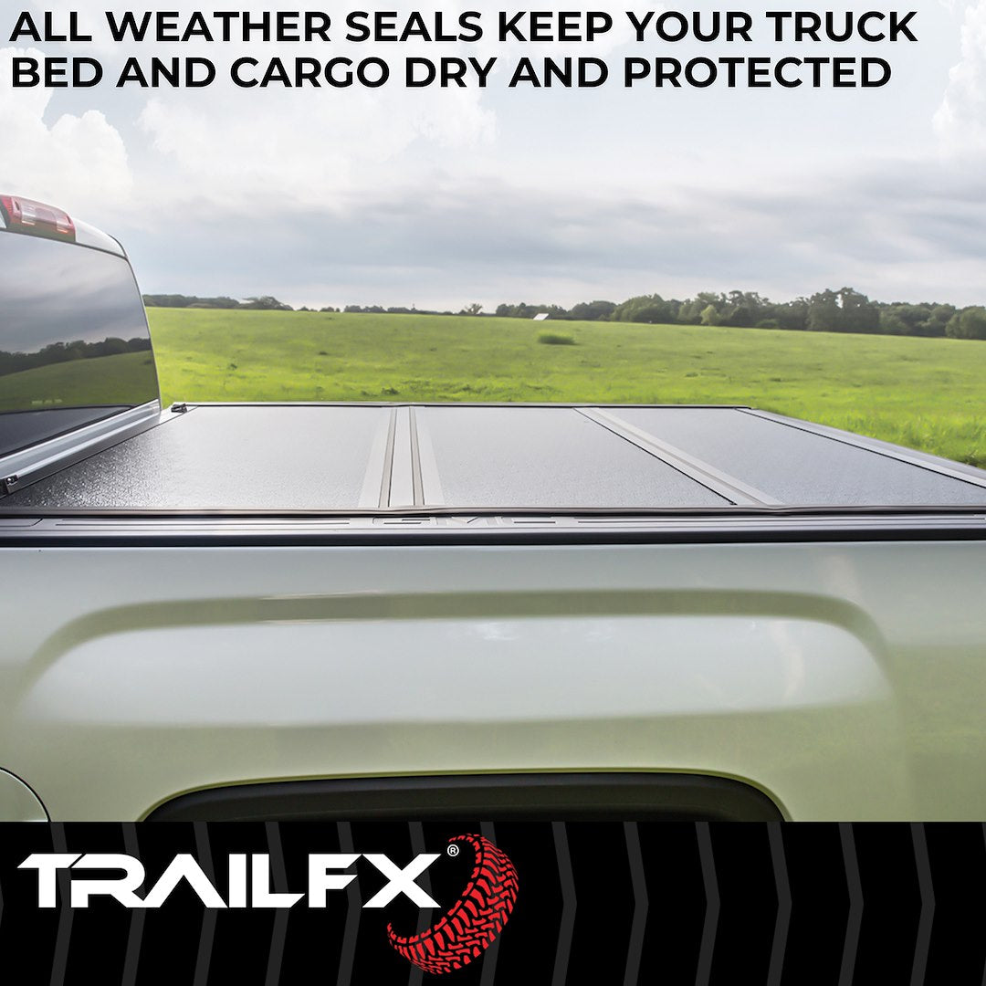 TFX TONNEAU TFX3529 TrailFX  - Tonneau Cover; TFX Standard Flush Tri-Fold; Hard Folding; 2 Folds/ 3 Panels; Low Profile; 2 Riding Positions; Lockable Using Tailgate Handle Lock; Black; Fiber Reinforced Plastic (FRP)