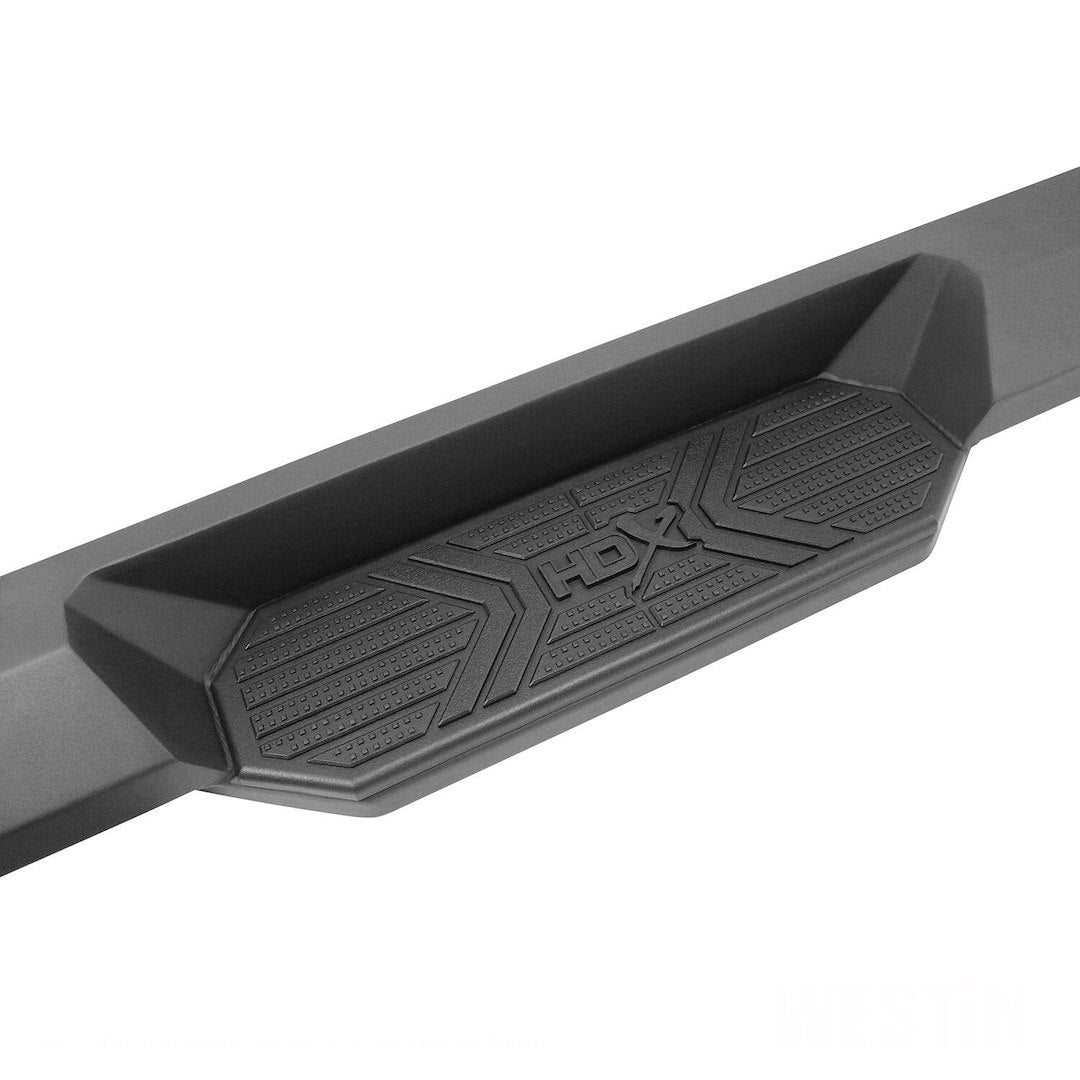 Westin 5624085 Automotive 56-24085 - Nerf Bar; HDX Xtreme; With Step Pads; 3 Inch Square Straight; Textured Powder Coat; Black; Steel; With Welded End Caps; Rocker Panel Mount